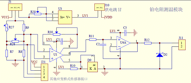 PT100橋電測溫電路圖